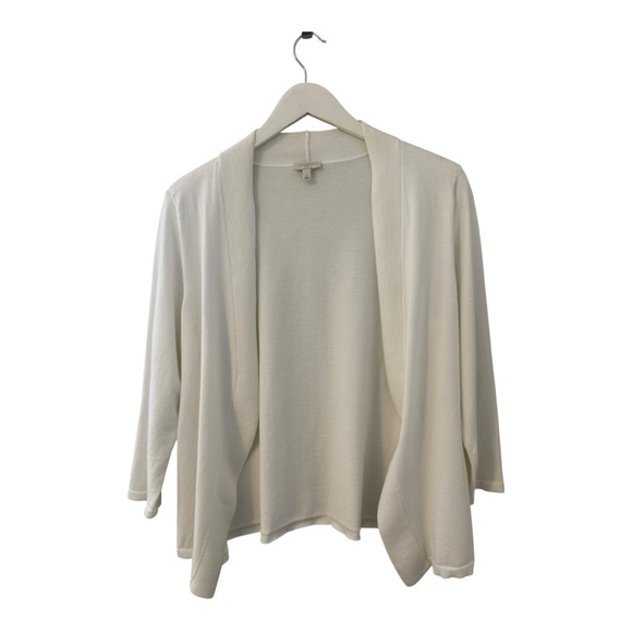 Talbots White Cotton Open-Front Cardigan Sweater 3/4
Sleeve - Size Large - Picture 1 of 11
